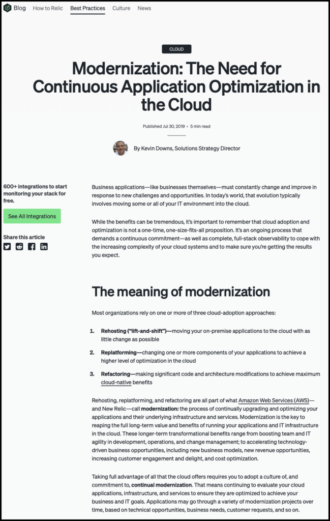 Modernization: The Need for Continuous Application Optimization in the Cloud