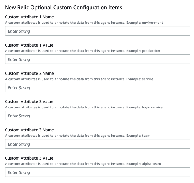 Enter additional optional New Relic configuration items