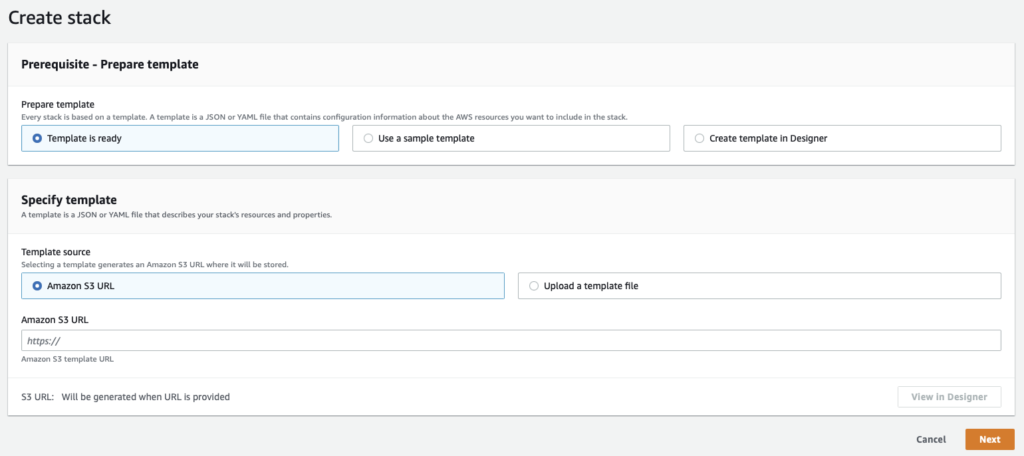 AWS CloudFormation Create stack