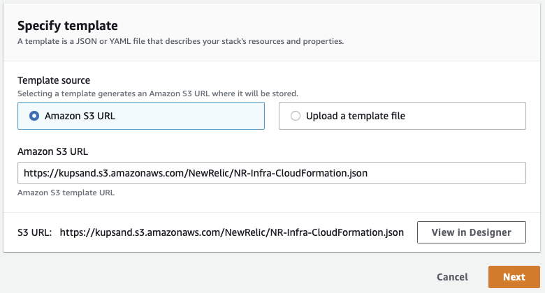 AWS CloudFormation Specify template