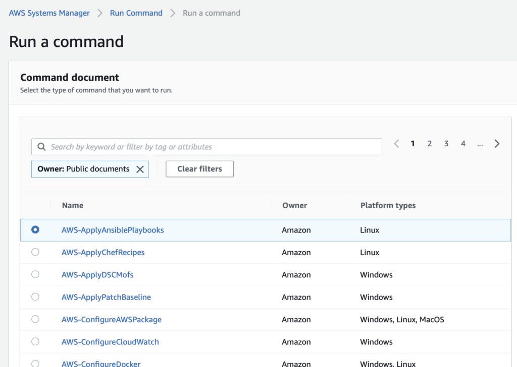 AWS Systems Manager Run a command