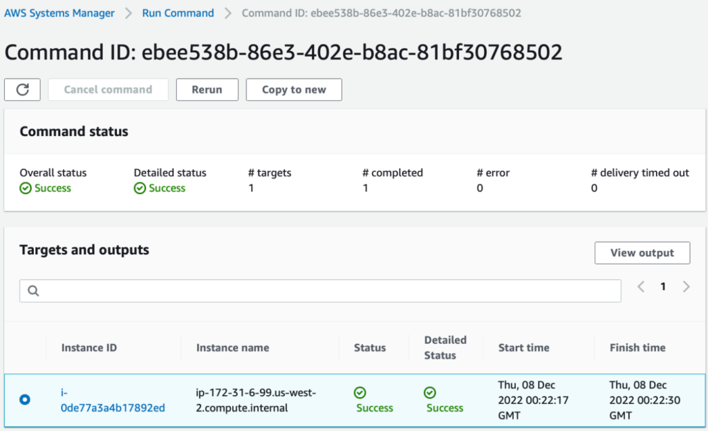 AWS Systems Manager Run Command output