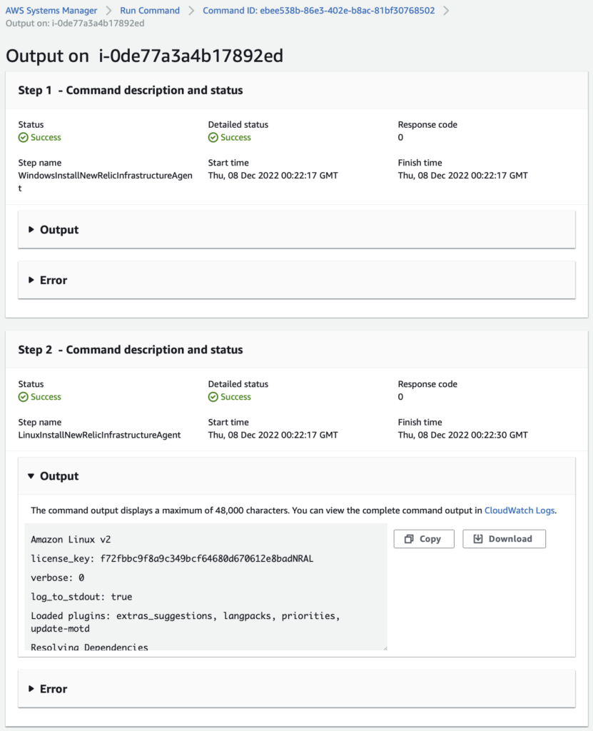 AWS Systems Manager Output